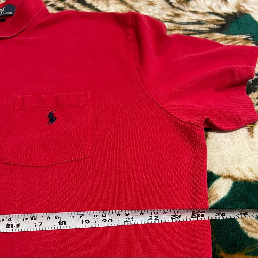 Polo Ralph Lauren Shirt Men 2XL‎ Red Embroidered Pony Solid Lightweight Casual